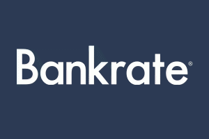 grey and white bankrate logo